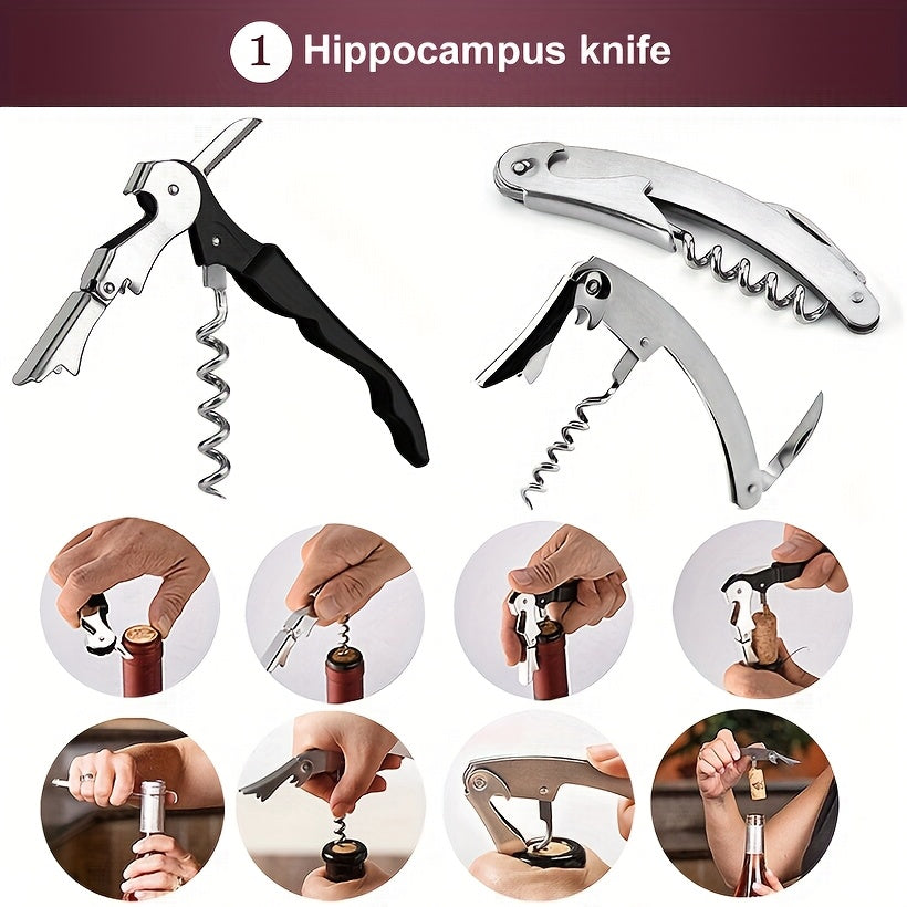 [Wine Opener Set] 5pcs Red Wine Bottle Opener Set | Bottle Opener+Preserving Stopper+Paper Cutter+Pourer+Drip Stopper - Color Box Packaging for Christmas New Year Wedding Gifts