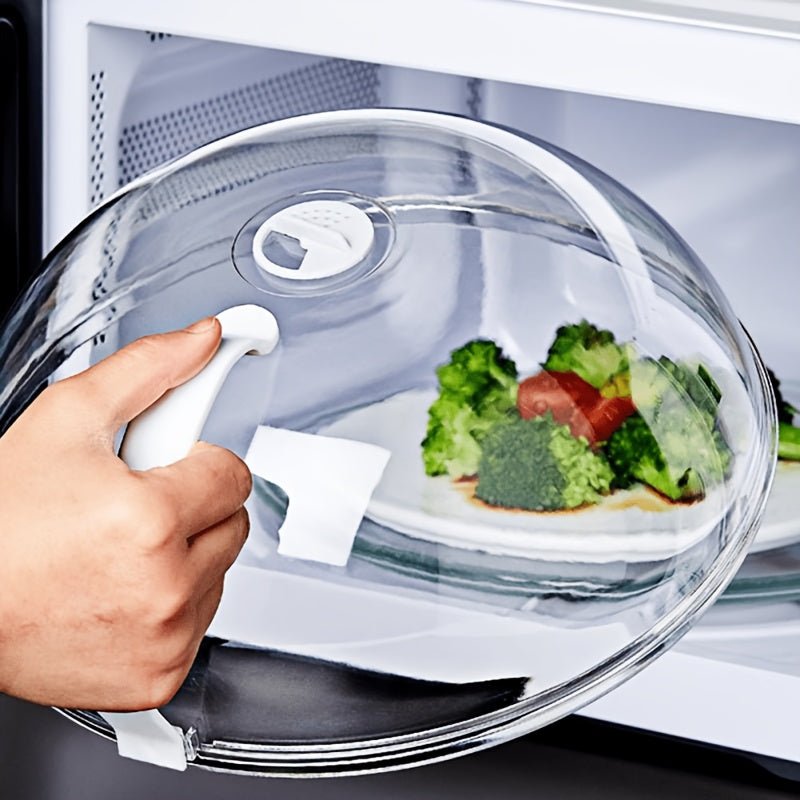 [Splash Proof Microwave Cover] 1pc Splash Proof Microwave Food Cover with Steam Vents & Handle | Microwave Oven Heating Cover, Bowl Cover, Easy to Grip - Suitable for Kitchen Supplies - Buy That Thang