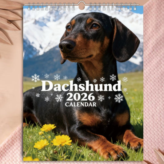 [Dachshund Calendar] 2026 Dachshund Wall Calendar - 1pc Large 11x8.2 Monthly Planner with Puppy Photos, Durable Yearly Gift for Pet Lovers, Christmas/Birthday Present (January 2026 - December 2026)