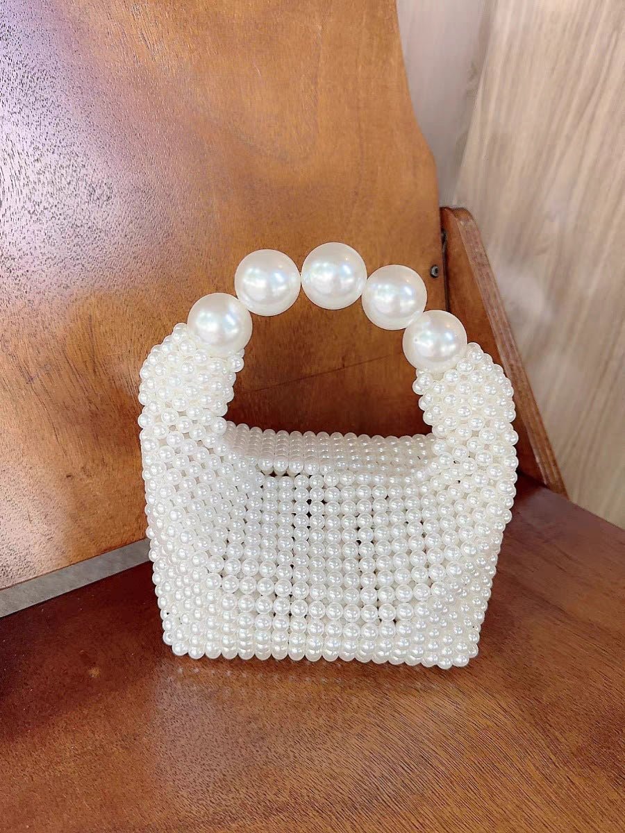 Pearl beaded bag Acrylic stone hobos tote handbag women handmade party bucket purse - Buy That Thang
