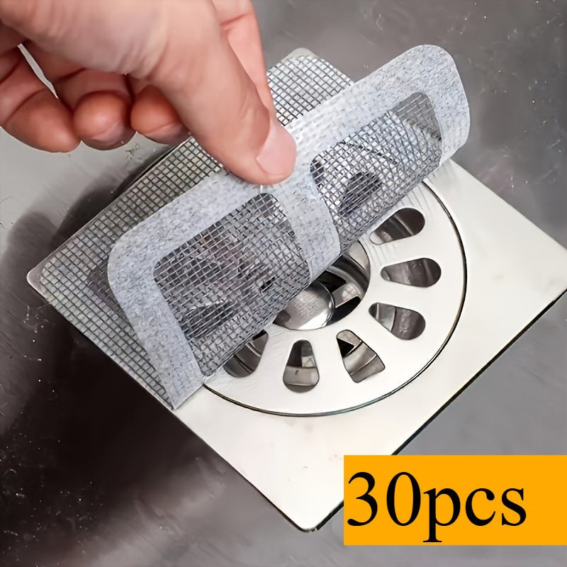 30pcs Shower Drain Hair Catcher Stickers - Adhesive Bath, Sink, Tub Drain Covers - No Tools Needed, Easy Application - Clog Prevention, Bathroom Cleaning - Compatible with Shower, Bathtub, Floor Drain - (30 Count), Flexible M - Buy That Thang