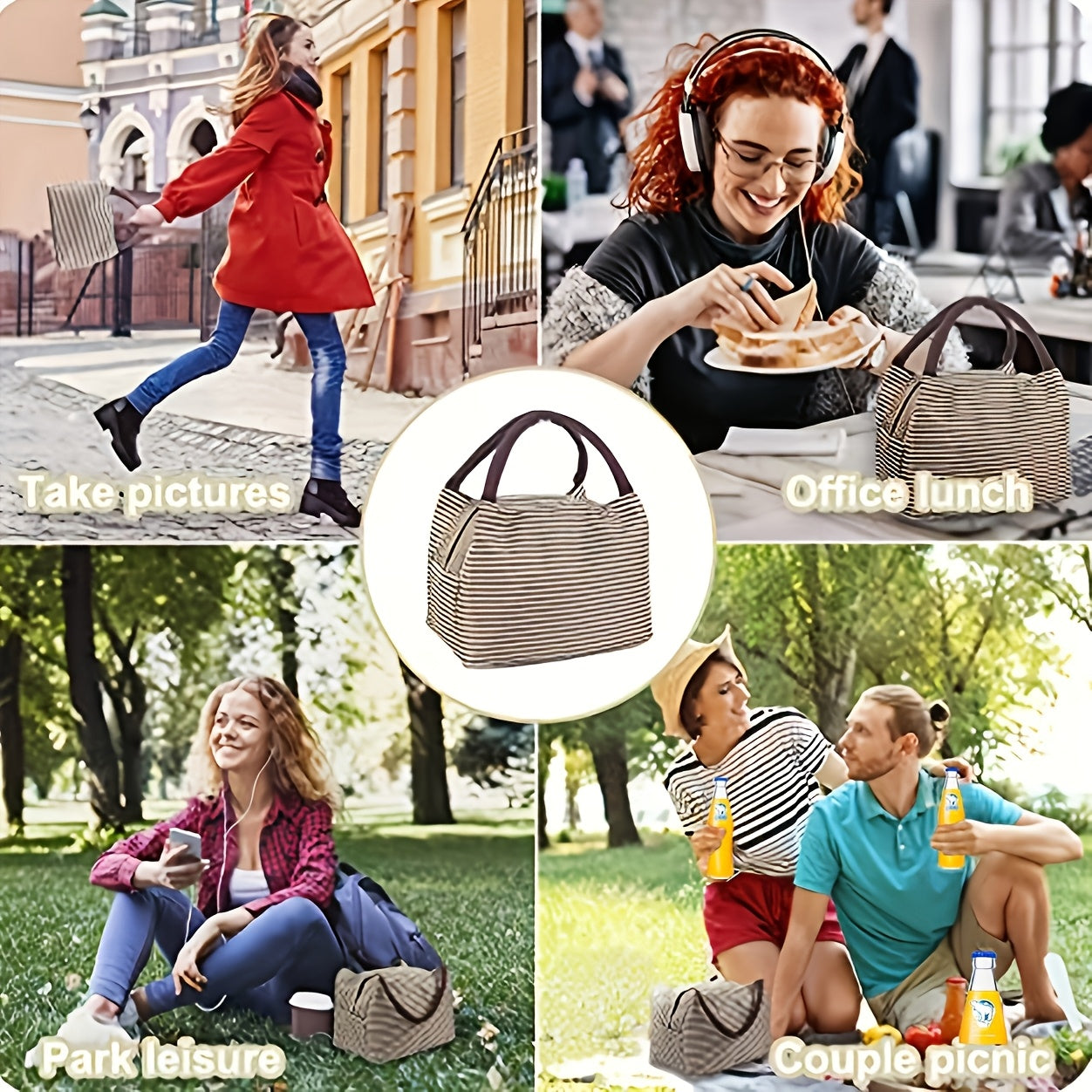 Adult Bento Boxes + Insulated Lunch Bag Set - 40.58oz Leak Proof Bento Box Set, Spacious 3 Compartment Lunch Box, Perfect for Office, School, Camping And Picnics - Kitchen Storage Solutions