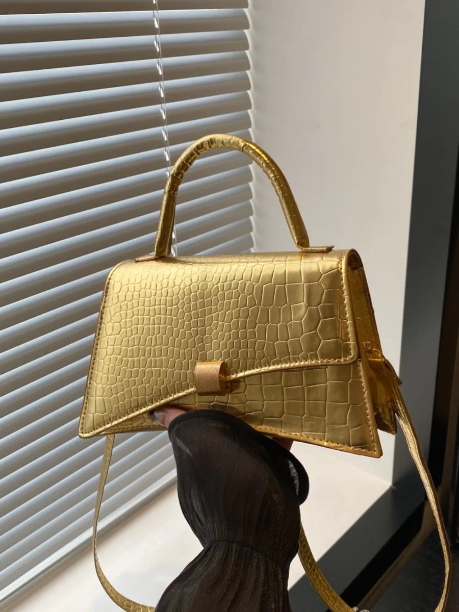 Solid Color PU Leather Handbag - Buy That Thang