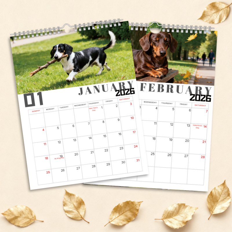 [Dachshund Calendar] 2026 Dachshund Wall Calendar - 1pc Large 11x8.2 Monthly Planner with Puppy Photos, Durable Yearly Gift for Pet Lovers, Christmas/Birthday Present (January 2026 - December 2026)