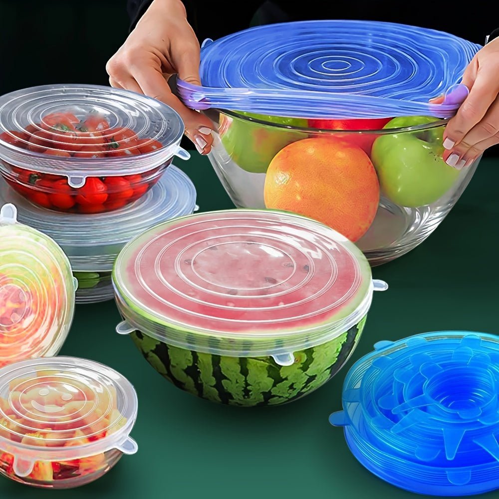 6pcs Reusable Silicone Lid Lids Compatible for Bowls, Plates, Pots & Pans - Multi - Size Dishwasher & Fridge Safe Food Storage Covers, Durable - Fit Lid Fits Most Containers - Buy That Thang