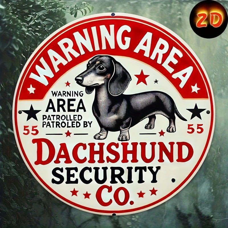 2D Flat, 1pc, 2D flat printing Metal Iron Sign Decoration - Retro "Be Careful with Sausage Dogs" Metal Sign - 8x8 inch Decorative Wall Art Plaque with Red Border, Playful Sausage Dog Silhouette, and Star Ornament, Suitable for - Buy That Thang