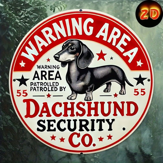 2D Flat, 1pc, 2D flat printing Metal Iron Sign Decoration - Retro "Be Careful with Sausage Dogs" Metal Sign - 8x8 inch Decorative Wall Art Plaque with Red Border, Playful Sausage Dog Silhouette, and Star Ornament, Suitable for - Buy That Thang