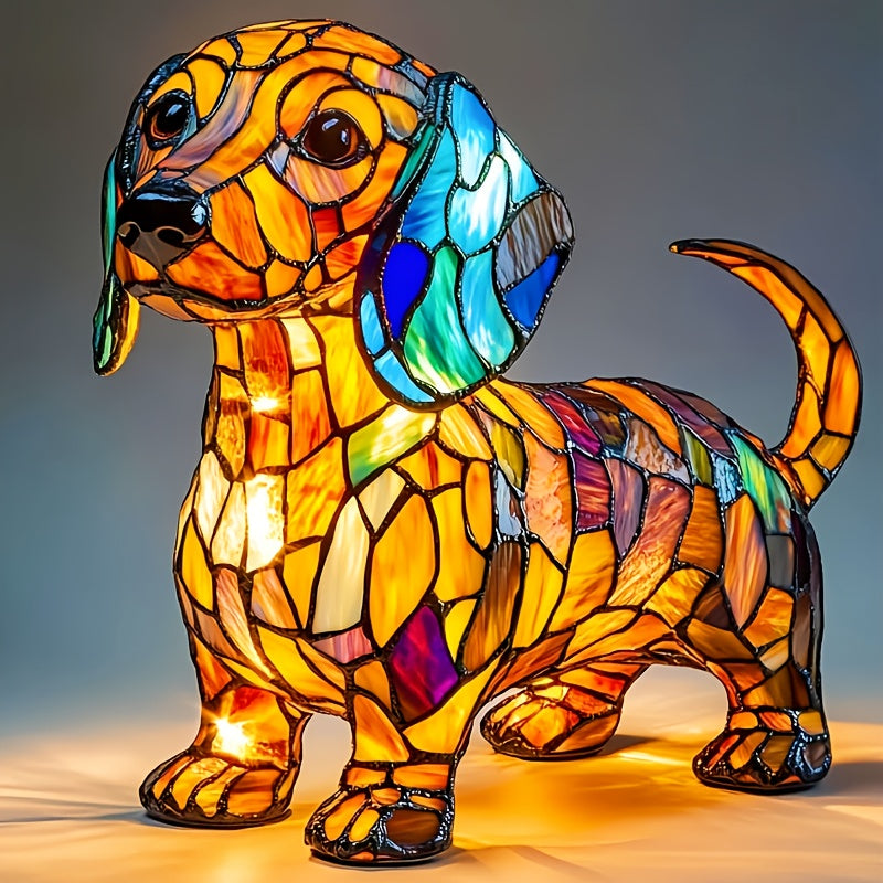 Cute Dachshund LED Light - Resin Craft Decoration, Whimsical Sculpture Wall Art for Pet Homes, USB Night Light, Fun Holiday Decor for Dog Lovers