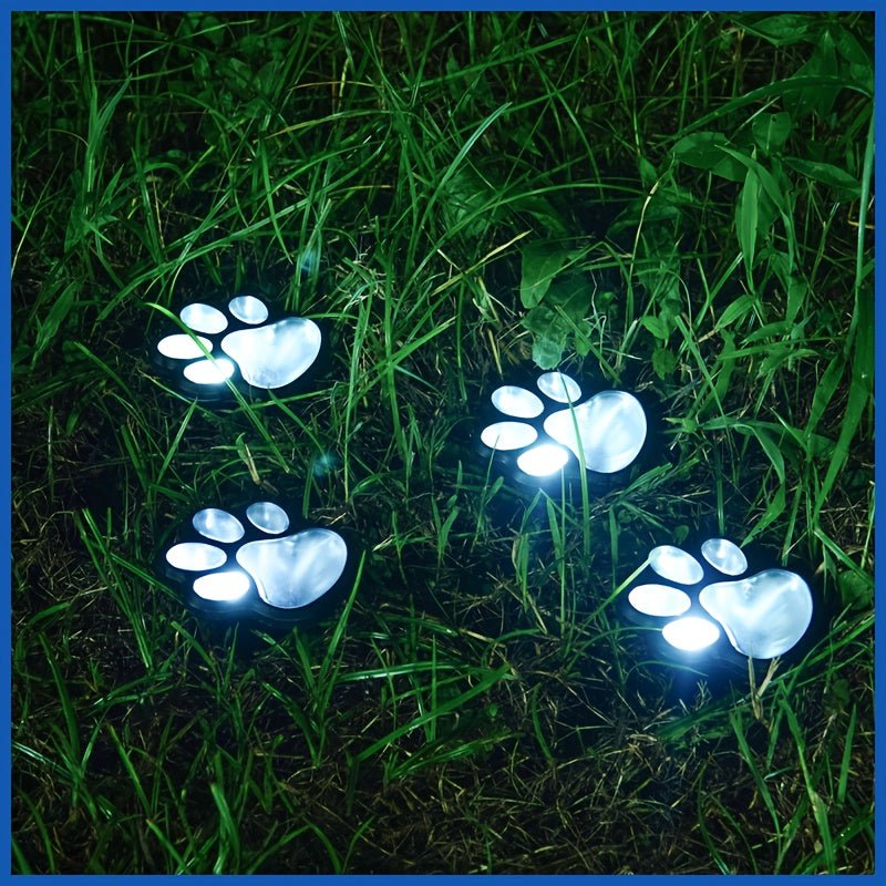 3pcs Solar LED Pet Paw Print Channel Lights - IP44 Outdoor Decorative Lights For Gardens, Lawns & Terraces - Pet - Safe (Cat & Dog Friendly) - Durable Plastic With Metal Veneer - Solar - Powered Outdoor Lights For Holiday Garden - Buy That Thang