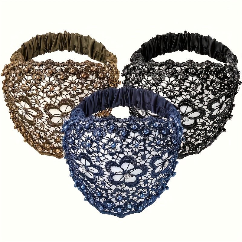 3pcs Ladies Crochet Flower Artificial Hollow Fashion Hair Accessories Headband, Elegant Ladies - Fashion Hair Accessories, Perfect for Casual Wear - Buy That Thang