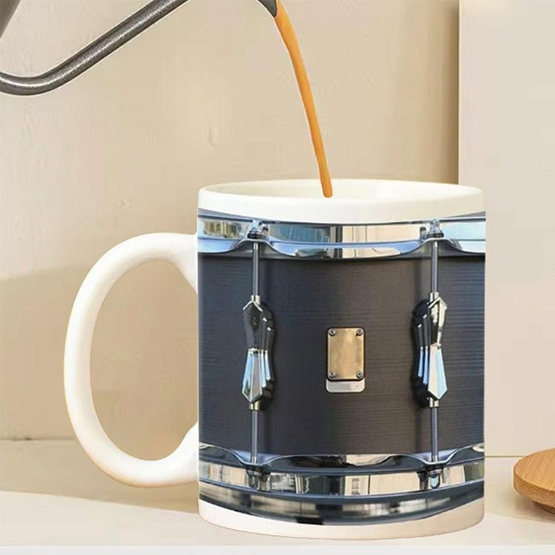 Vintage Drum Mug, 11oz. Black & White, Funny Ceramic Mug. Ideal Cool Gift for Drummers and Musicians. - Buy That Thang