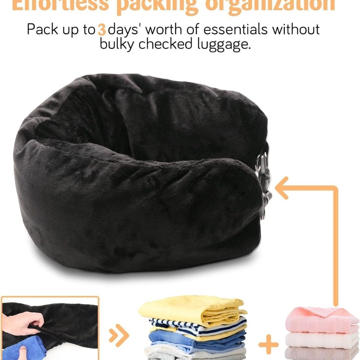 Selling travel pillows that can be filled with clothes, luggage pillowcases, soft plush filling function, U - shaped pillows - Buy That Thang
