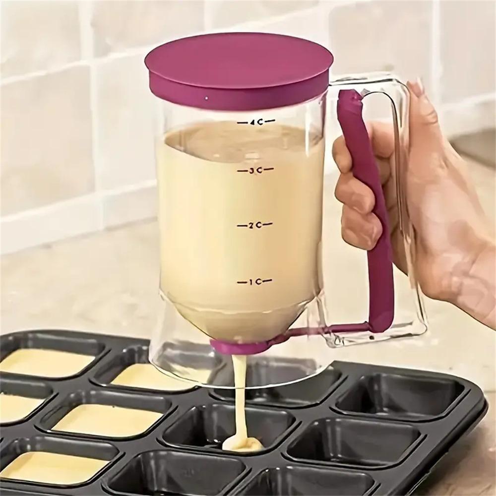 Batter Dispenser with Measuring Labels - Cake Pourer Handheld Dispenser for Cup Cakes, Essential Kitchen Tools - Make Perfect Pancakes, Cupcakes, Waffles, Muffin Mixes, Cakes and Crepes