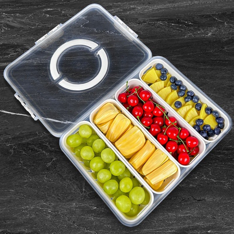 Fruit Storage Containers for Fridge Keep Fresh - Divided Serving Tray with Lid and Handle - Portable Picnic Parties Snackle Box Veggie Tray - Berry Candy Food Snack Organizer Travel, Compact Design, Easy to Clean, Leakproof C - Buy That Thang