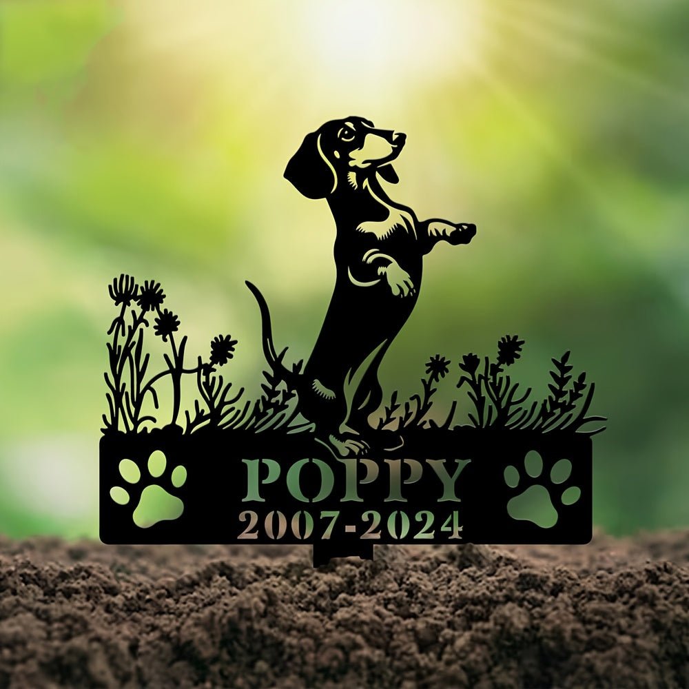 1pc Customizable Pet Memorial Garden Stake, Metal Dog Tribute Sign for Outdoor Funeral, Durable Iron Art Grave Marker, Uncharged, with Personalized Name & Year, for Golden Retriever, Labrador, Shepherd, Poodle, Dachshund, Bea - Buy That Thang