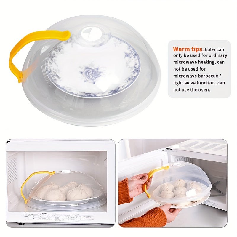 [Splash Proof Microwave Cover] 1pc Splash Proof Microwave Food Cover with Steam Vents & Handle | Microwave Oven Heating Cover, Bowl Cover, Easy to Grip - Suitable for Kitchen Supplies - Buy That Thang