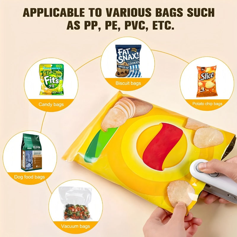 kitchen items Mini Bag Sealer, 2025 2-in-1 USB-C Rechargeable Snack Bag Sealer, Magnetic Food Sealer with Cut Bag Sealer Handheld Heat Sealer for Plastic Snack Bags Fresh