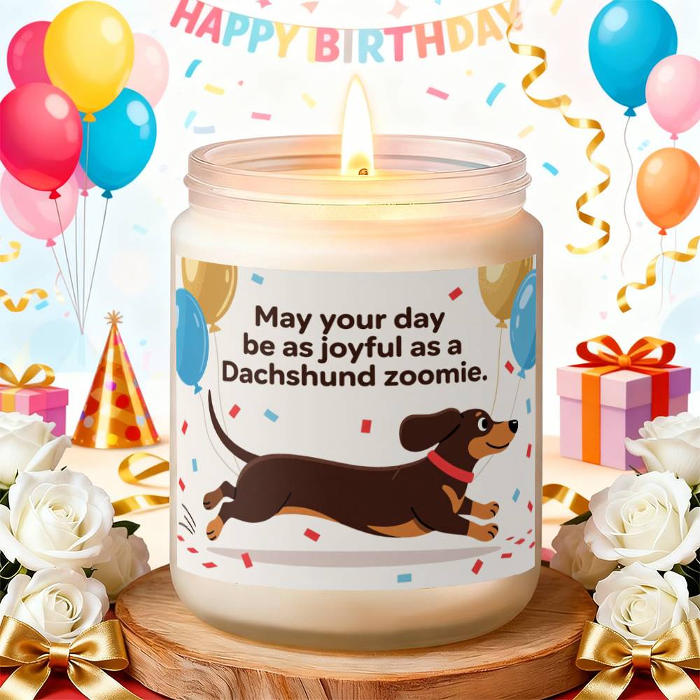 Dachshund Scented Candle - Lavender with Dachshund Dog in Glass Jar, Long - Burning Wax for 12+ Hours, Funny Pet Lover Gift for Dachshund Owners (Christmas, Valentine's Day) - Home & Bathroom Decor Suitable for Dachshund Parent - Buy That Thang