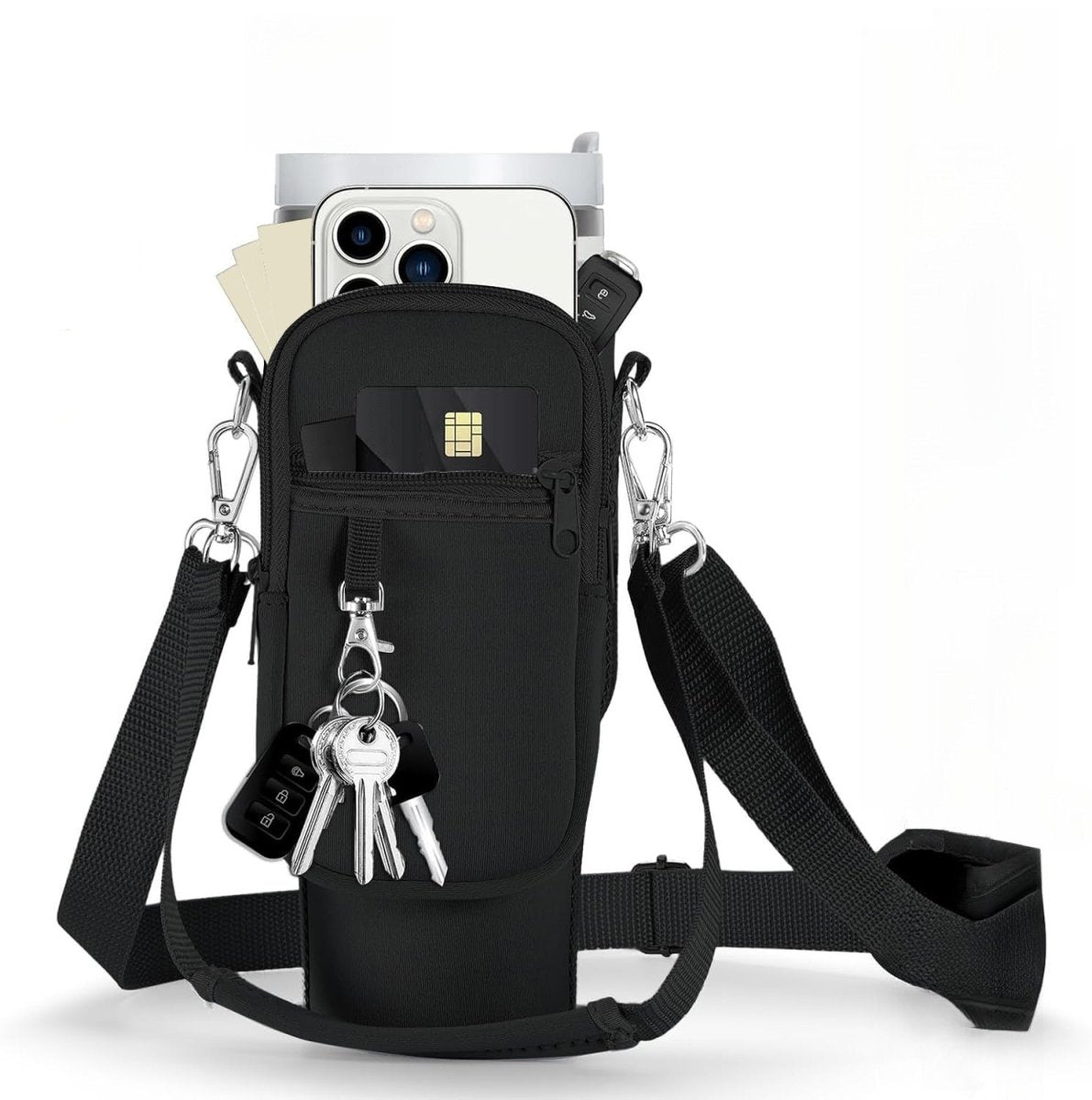 40oz Pink Insulated Travel Mug Holder with Adjustable Strap – Snug - Fit Design for Secure Carrying, Ideal for Gym, School, Dorm, and Camping, Mug Not Included, Gym Drinkware | Stylish Cup Holder | Secure Carry Strap - Buy That Thang