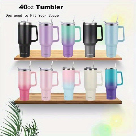 40 Oz Tumbler with Handle, Insulated Water Bottle Carrier Bag with Lid And Straw, Reusable Stainless Steel Vacuum Insulated Cup, Leak Proof Thermal Travel Coffee Mug Cup for Cold And Hot, Phone Pocket, Office Drinkwa