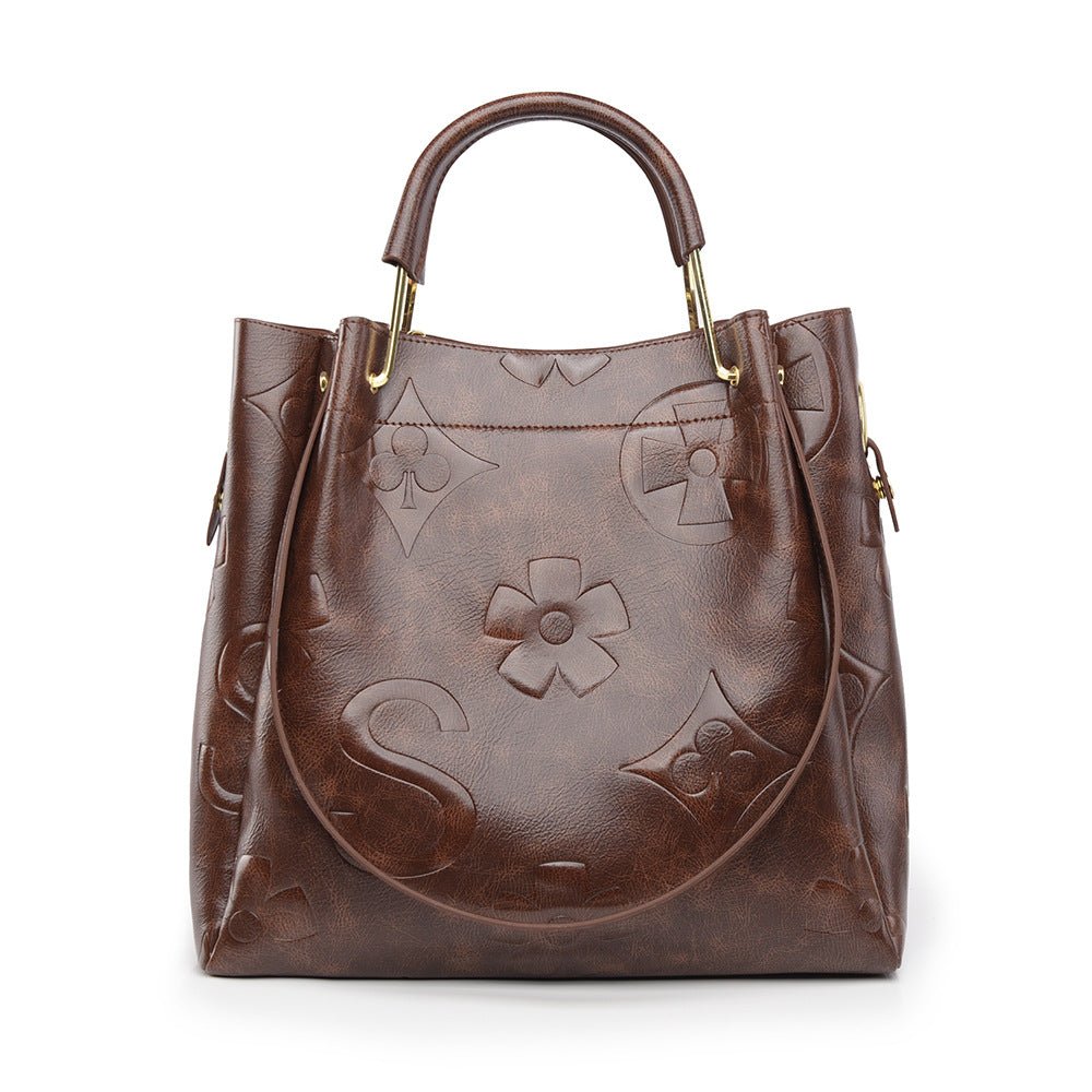 Handbag Women's Fashion Embossed Tote Bag Large Capacity Maternity Bucket Bag - Buy That Thang