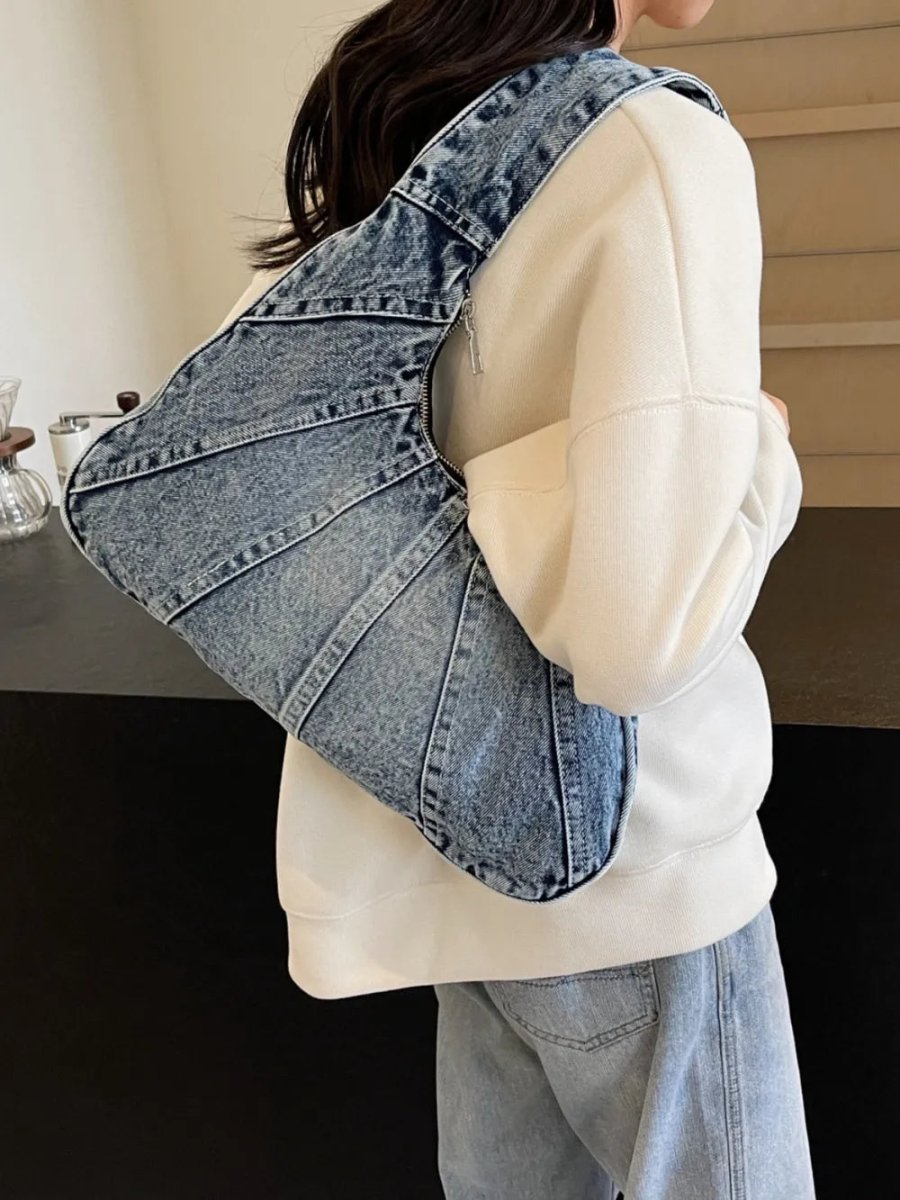 Crescent Shaped Denim Shoulder Bag - Buy That Thang