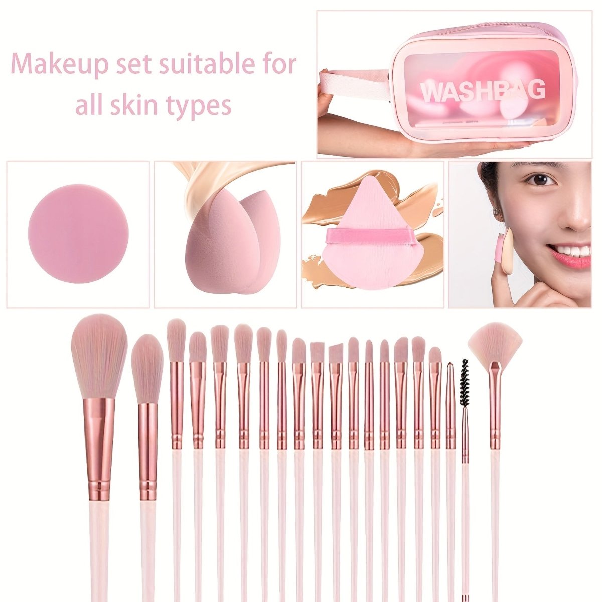 46pcs Makeup Brush And Sponge Set Professional Makeup Brush Set Triangle Foundation Puff Cleaning Foundation Puff Makeup Tool Set - Buy That Thang