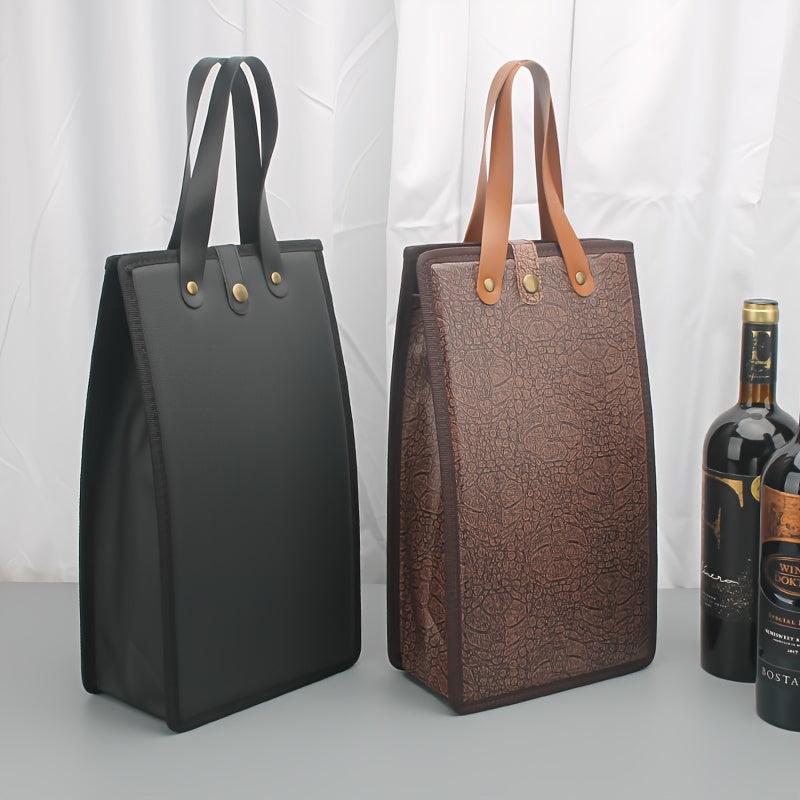 Wine Gift Packaging with Thickened Faux Leather & Sponge Layer - Heavy-Duty Wine Box Suitable for Wine Bottles, Elegant Wine Presentation, Wine Packaging