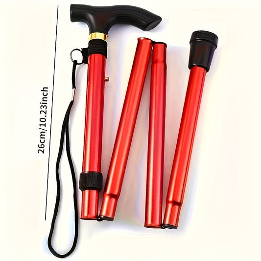 4 - section Ultra Lightweight Adjustable Folding Cane with Rubber Head - A Telescopic Hiking And Mountaineering Stick for The Elderly And Teenagers, Aluminum Alloy Design, Hiking Accessories Cane - Buy That Thang