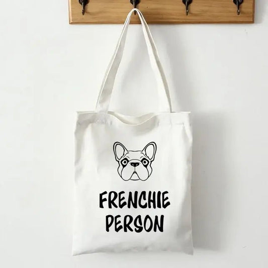 French Bulldog Print Canvas Tote Bag - Buy That Thang