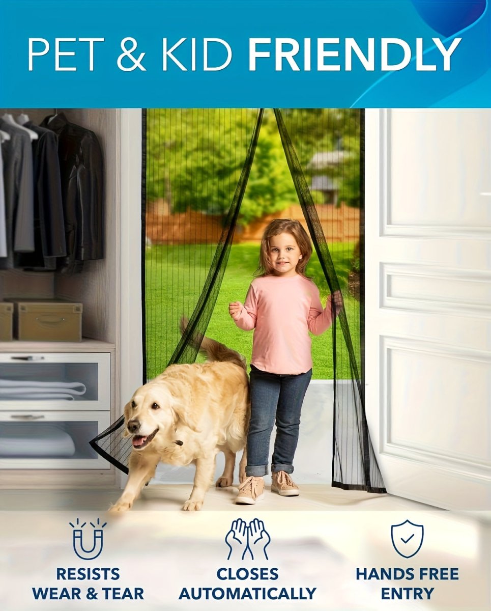 [Durable Magnetic Screen Door] Heavy Duty, Durable Magnetic Screen Door - No Manual Operation, Insect - Proof Partition with Frame Shackle for Pets & Youngsters, Easy Install for Indoor/Outdoor Use, Modern Door Accessory - Buy That Thang
