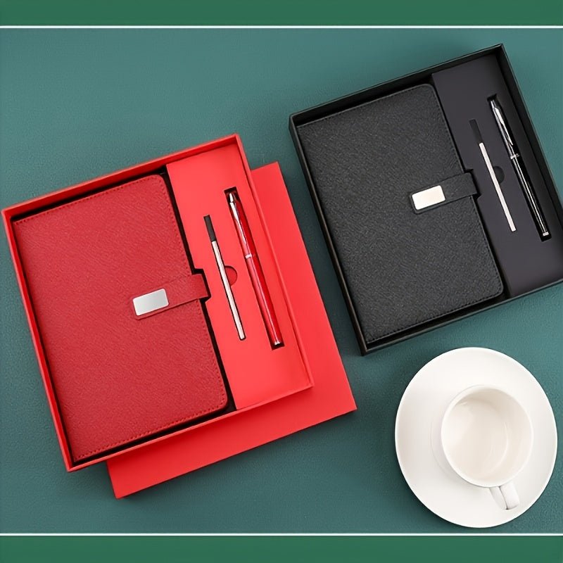 1set Customizable A5 Notebook Gift Set | Premium PU Leather Cover + Metal Pen + Refills | Perfect Gift - Buy That Thang