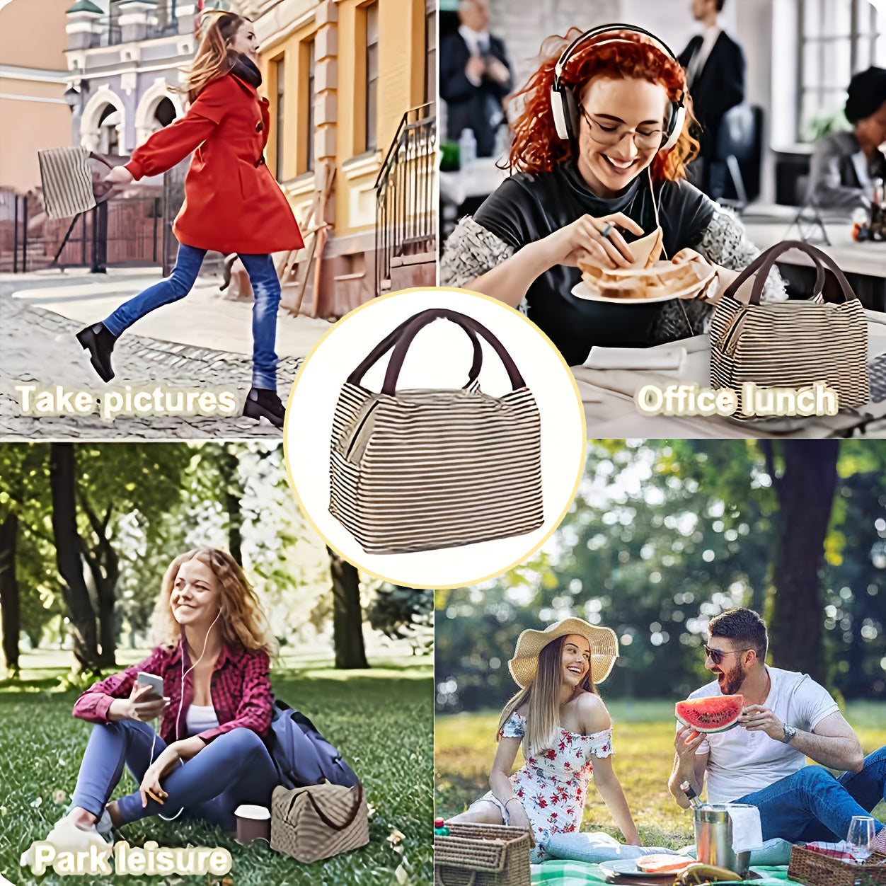 Adult Bento Boxes + Insulated Lunch Bag Set - 40.58oz Leak Proof Bento Box Set, Spacious 3 Compartment Lunch Box, Perfect for Office, School, Camping And Picnics - Kitchen Storage Solutions