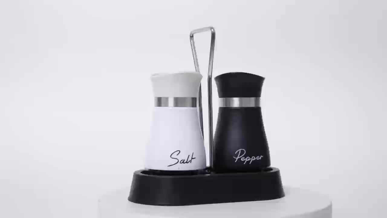 (1 Stand + 2 Bottles) A Set of Salt And Pepper Shakers, Shaker Bottles. Salt And Pepper Containers with a Glass Base, Featuring a Stable Stand, Suitable for Kitchen Tools, Cooking Tables, Rvs, Camping, Barbecues, And Seasonin - Buy That Thang