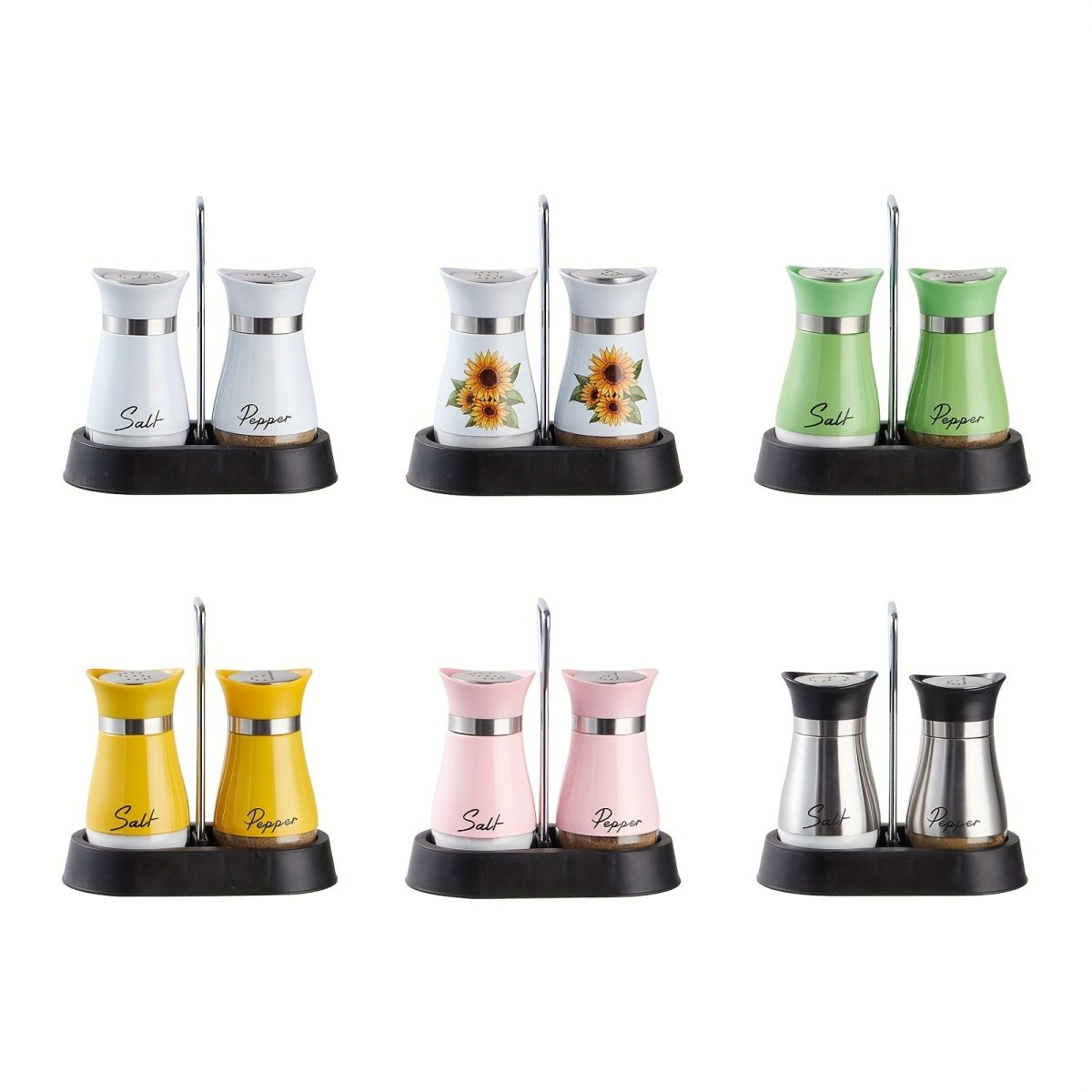 (1 Stand + 2 Bottles) A Set of Salt And Pepper Shakers, Shaker Bottles. Salt And Pepper Containers with a Glass Base, Featuring a Stable Stand, Suitable for Kitchen Tools, Cooking Tables, Rvs, Camping, Barbecues, And Seasonin - Buy That Thang