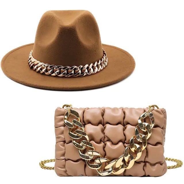 Fedora Hats Women Luxury Accessories Gold Chain - Buy That Thang