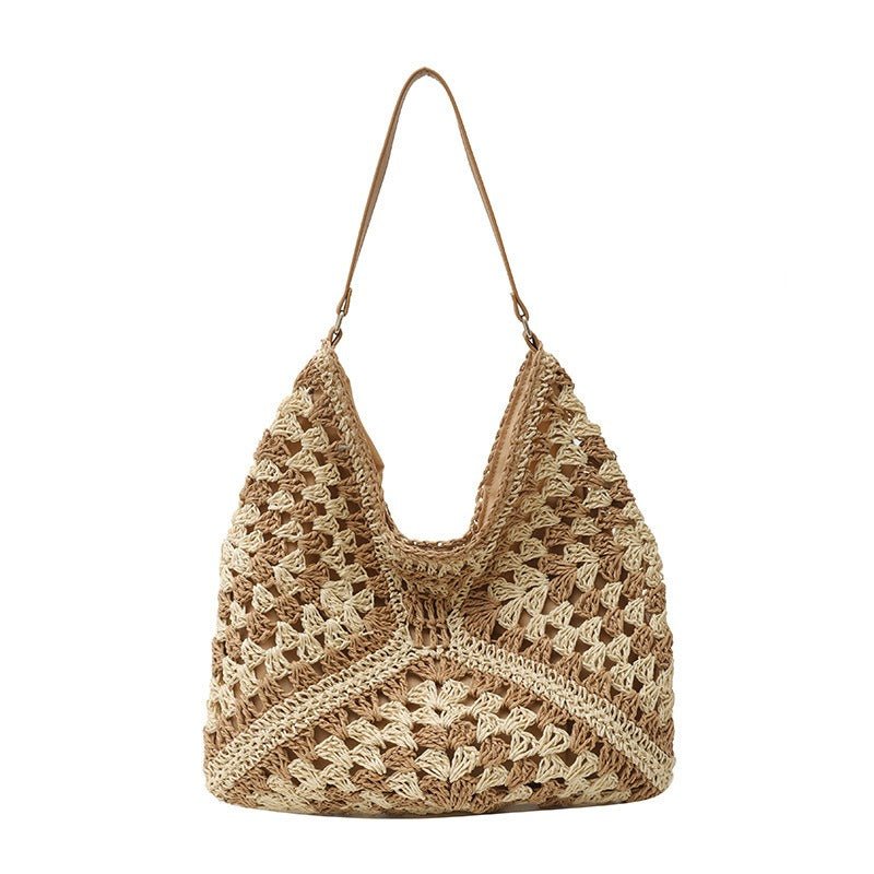 Large capacity woven bag, women's new fashionable single shoulder grass woven bag - Buy That Thang