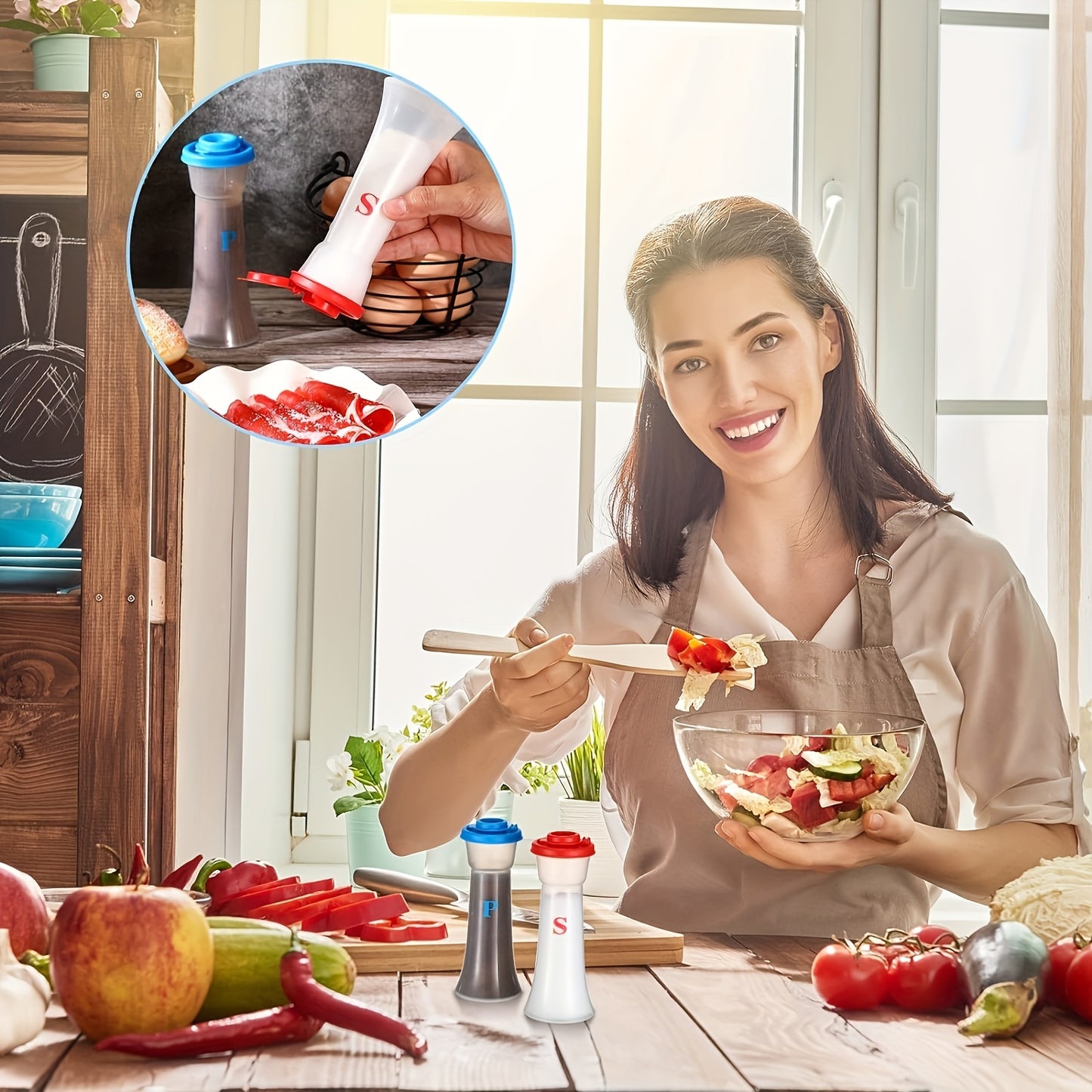 2pcs Durable Plastic Moisture-proof Salt And Pepper Shaker Set - Home, Restaurant, And Camping Essentials With Easy Tipping LIDS, Portable Seasoning Containers