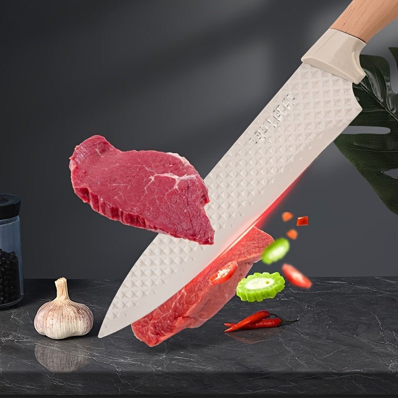 6pcs Professional Kitchen Knife Set With Ergonomic Wooden Handles - Ideal For Home Cooking And Professional Chefs - Includes Gift Box Packaging - Suitable For Cutting Meat, Vegetables, Fruits, Bread, And More - Buy That Thang