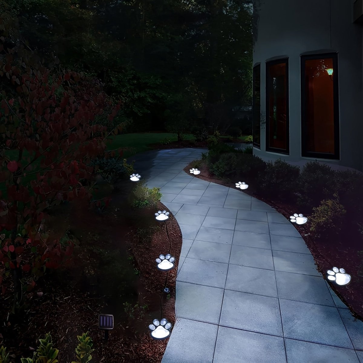 3pcs Solar LED Pet Paw Print Channel Lights - IP44 Outdoor Decorative Lights For Gardens, Lawns & Terraces - Pet - Safe (Cat & Dog Friendly) - Durable Plastic With Metal Veneer - Solar - Powered Outdoor Lights For Holiday Garden - Buy That Thang
