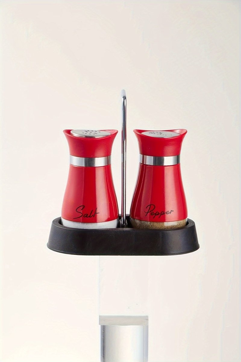 (1 Stand + 2 Bottles) A Set of Salt And Pepper Shakers, Shaker Bottles. Salt And Pepper Containers with a Glass Base, Featuring a Stable Stand, Suitable for Kitchen Tools, Cooking Tables, Rvs, Camping, Barbecues, And Seasonin - Buy That Thang