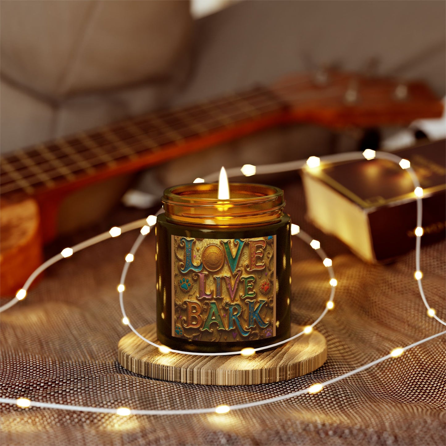 Candle, Love Live Bark Scented, Coconut Apricot Wax
