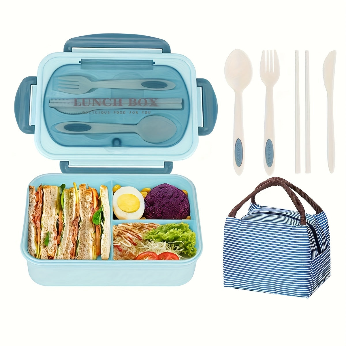 Adult Bento Boxes + Insulated Lunch Bag Set - 40.58oz Leak Proof Bento Box Set, Spacious 3 Compartment Lunch Box, Perfect for Office, School, Camping And Picnics - Kitchen Storage Solutions