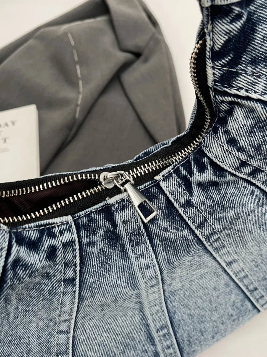 Crescent Shaped Denim Shoulder Bag - Buy That Thang
