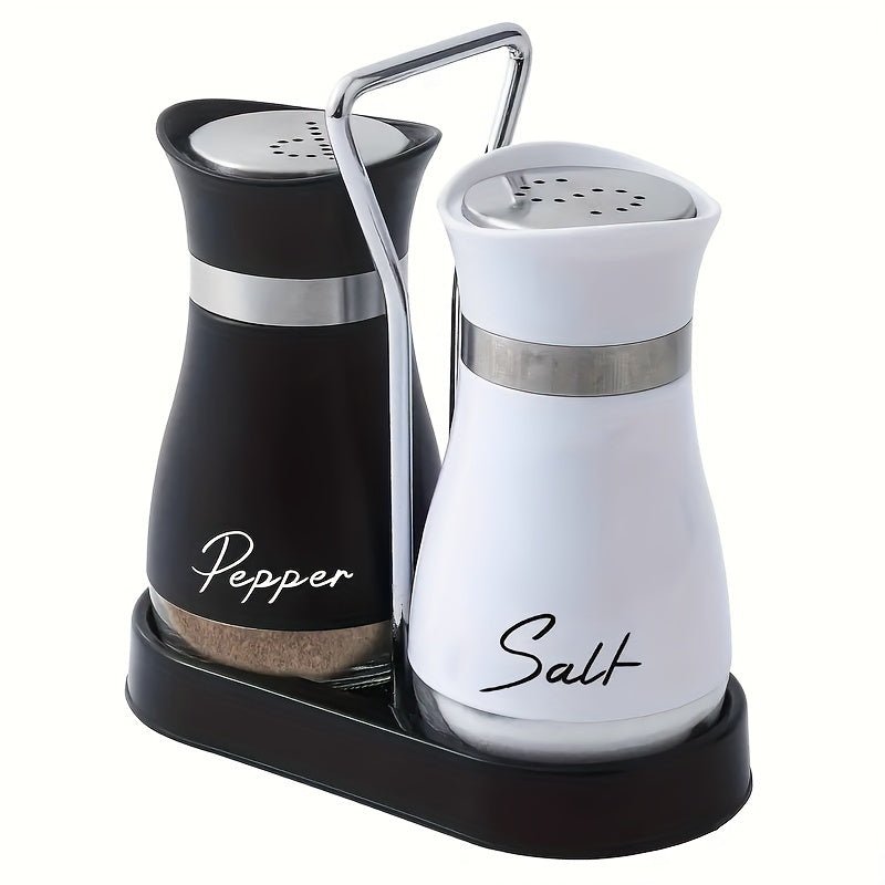 (1 Stand + 2 Bottles) A Set of Salt And Pepper Shakers, Shaker Bottles. Salt And Pepper Containers with a Glass Base, Featuring a Stable Stand, Suitable for Kitchen Tools, Cooking Tables, Rvs, Camping, Barbecues, And Seasonin - Buy That Thang