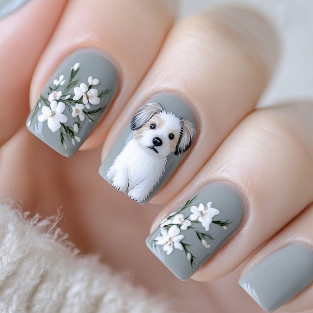 48pcs (2pcs) Cute Cat & Floral Press On Nails - Medium Square Glossy False Nails with Pastel Blue & Pink Shimmering Cat Paw & Flower Designs, Easy Application for Women & s, Long - Lasting Manicure Art for Everyday or Special O - Buy That Thang