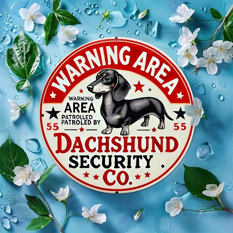 2D Flat, 1pc, 2D flat printing Metal Iron Sign Decoration - Retro "Be Careful with Sausage Dogs" Metal Sign - 8x8 inch Decorative Wall Art Plaque with Red Border, Playful Sausage Dog Silhouette, and Star Ornament, Suitable for - Buy That Thang
