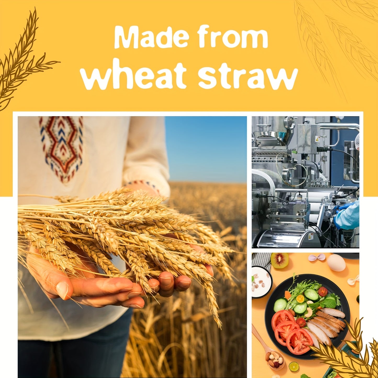 16/32pcs Kitchen Wheat Straw Large Size Dinnerware Set, For 4/8, Unbreakable Modern Dish Set Dinner Plate/Dessert Plate/Cereal Bowl/Cup, Dishwasher Safe, Lightweight Tableware, Camping And Everyday Use, Gifts For Men/Women/Ch