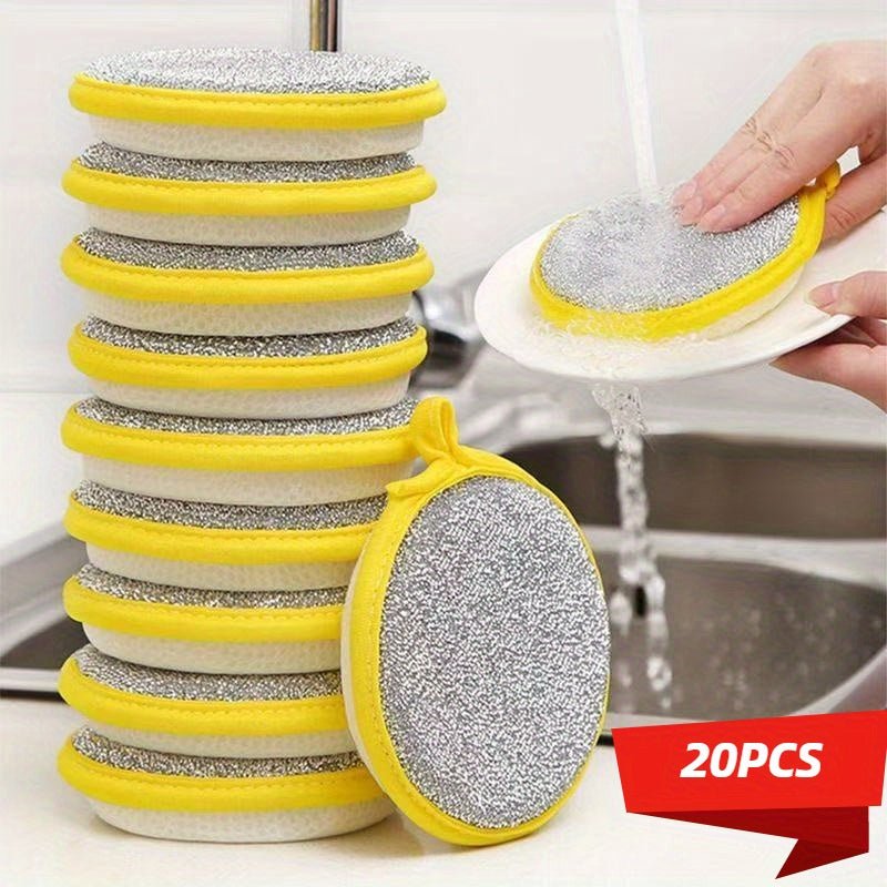 20pcs Durable Kitchen Cleaning Sponge Set, Double - Sided Scratch Resistant Scrubbing Pad, Dishwashing Brush, Multi - Purpose Cleaning, Reusable And Washable, Cleaning Accessories, Kitchen Cleaning Supplies - Buy That Thang