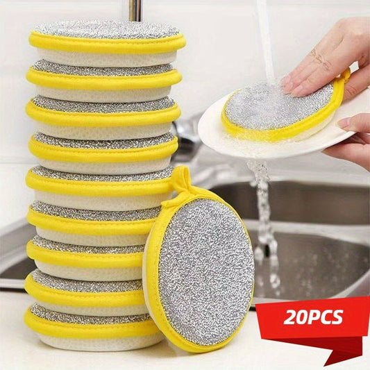20pcs Durable Kitchen Cleaning Sponge Set, Double - Sided Scratch Resistant Scrubbing Pad, Dishwashing Brush, Multi - Purpose Cleaning, Reusable And Washable, Cleaning Accessories, Kitchen Cleaning Supplies - Buy That Thang